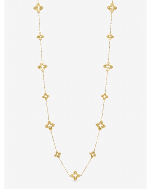 Jon Richard Gold Plated Textured Crystal Clover Long Necklace