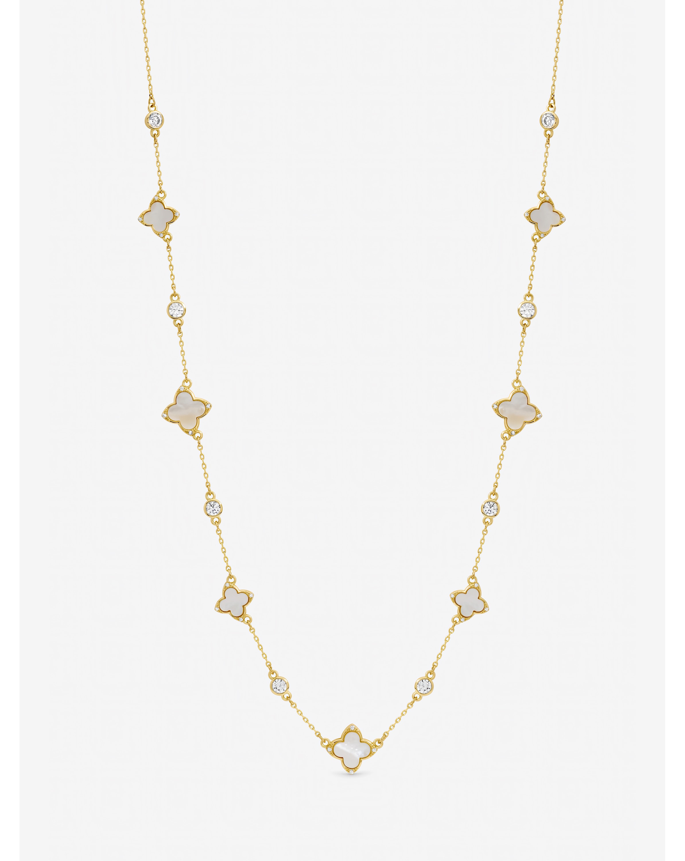 Gold Plated Crystal Clover Necklace