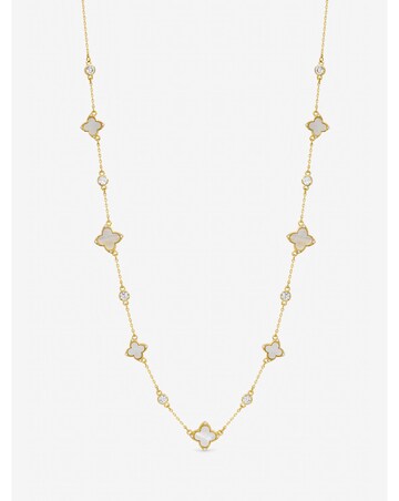 Jon Richard Gold Plated Mother of Pearl and Crystal Clover Necklace