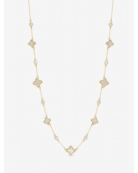 Jon Richard Gold Plated Mother of Pearl and Crystal Clover Necklace
