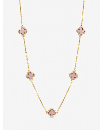 Jon Richard Gold Plated and Pink Station Clover Necklace