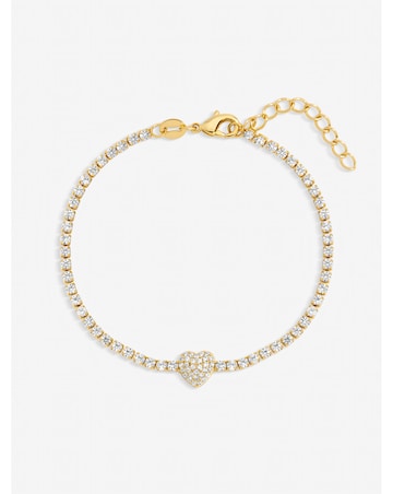 Jon Richard Silver Plated and Pave Heart Toggle Bracelet