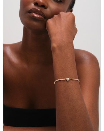 Jon Richard Silver Plated and Pave Heart Toggle Bracelet