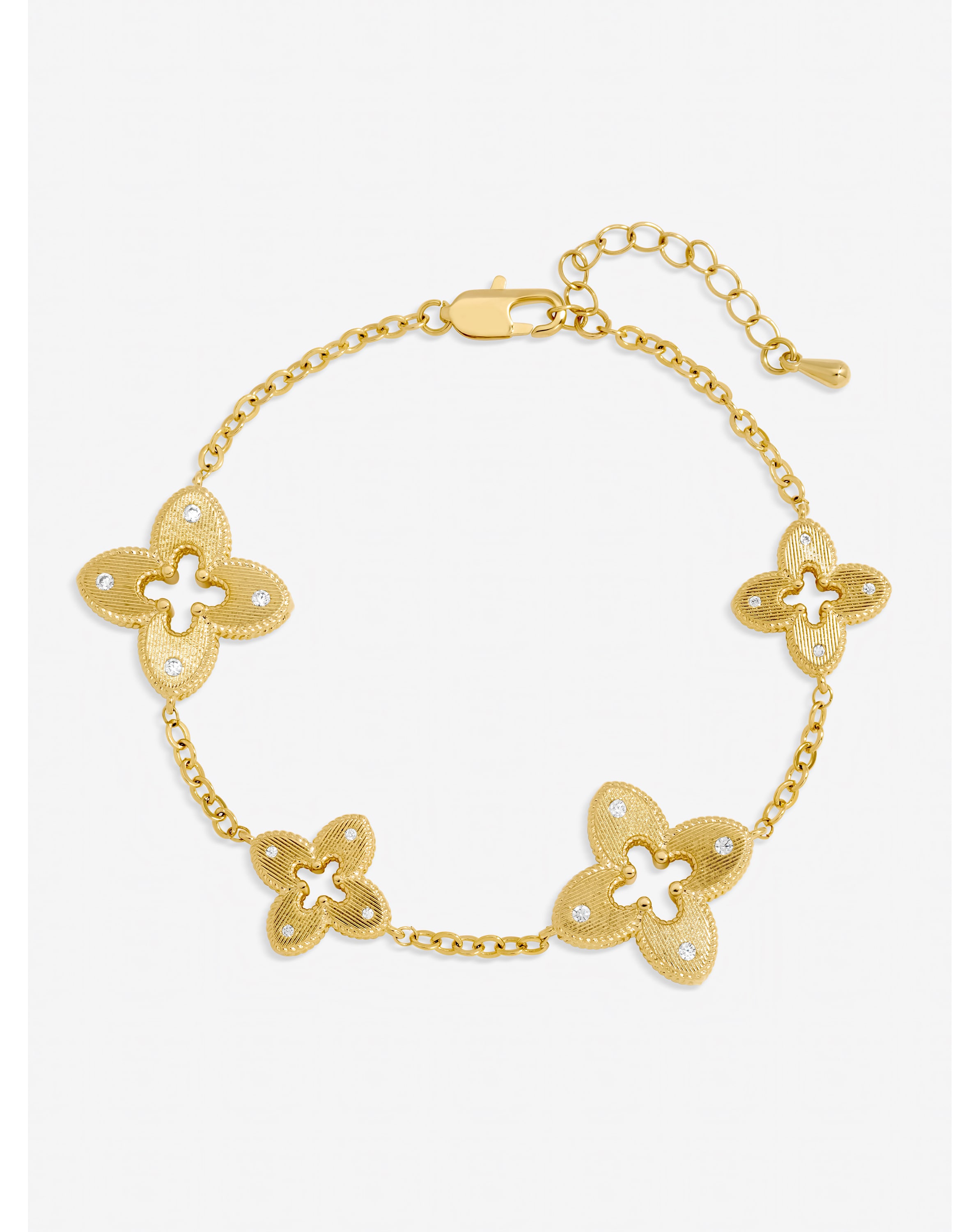 Gold Plated Crystal Clover Bracelet