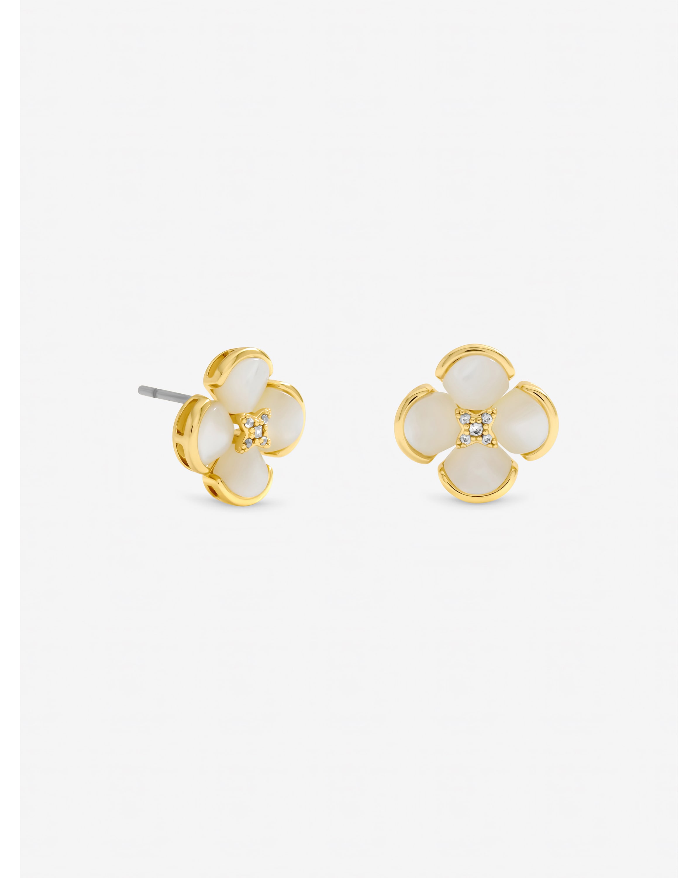 Gold Plated Mother of Pearl Flower Studs
