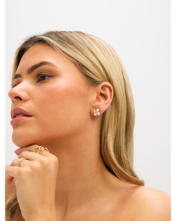 Jon Richard Gold Plated Mother of Pearl Flower Stud Earrings