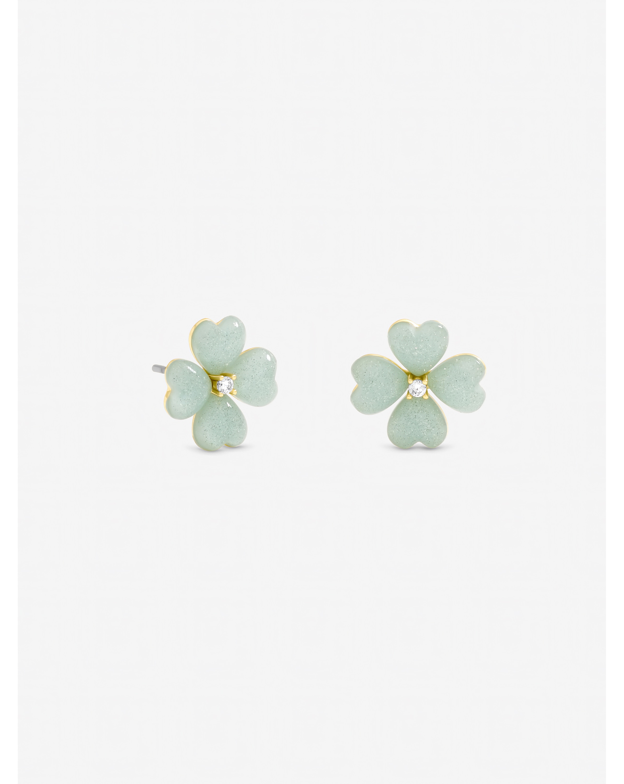 Gold Plated Mint Green Flower Studs