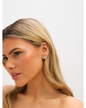 Jon Richard Gold Plated and Mint Green Flower Stud Earrings