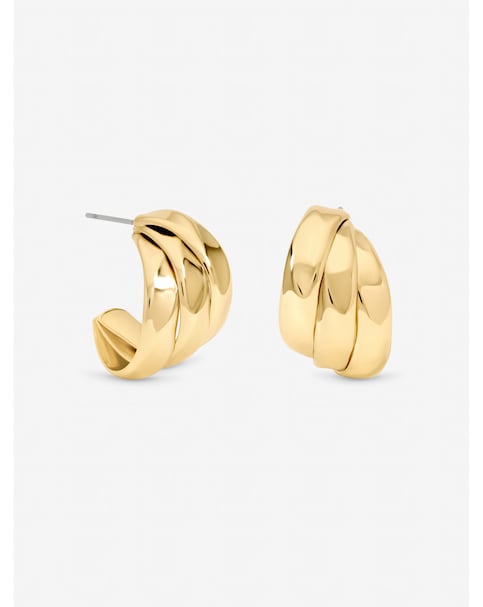Jon Richard Gold Plated Multirow Molten Hoop Earrings