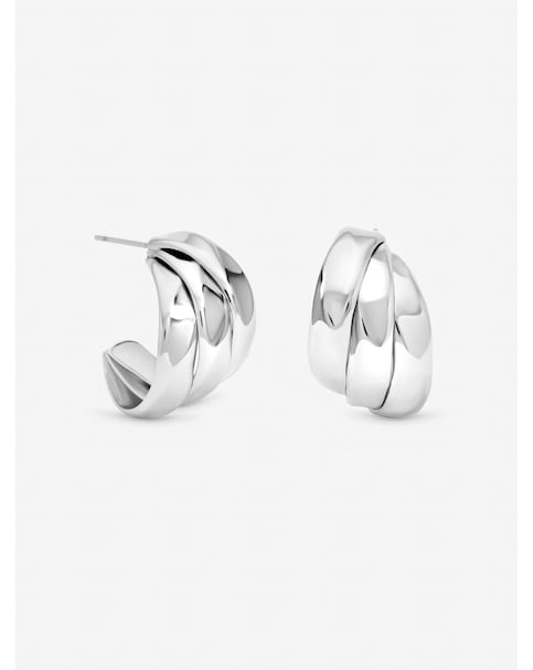 Jon Richard Silver Plated Multirow Molten Hoop Earrings