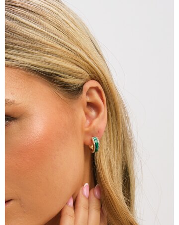 Jon Richard Gold Plated Crystal and Malachite Hoop Earrings