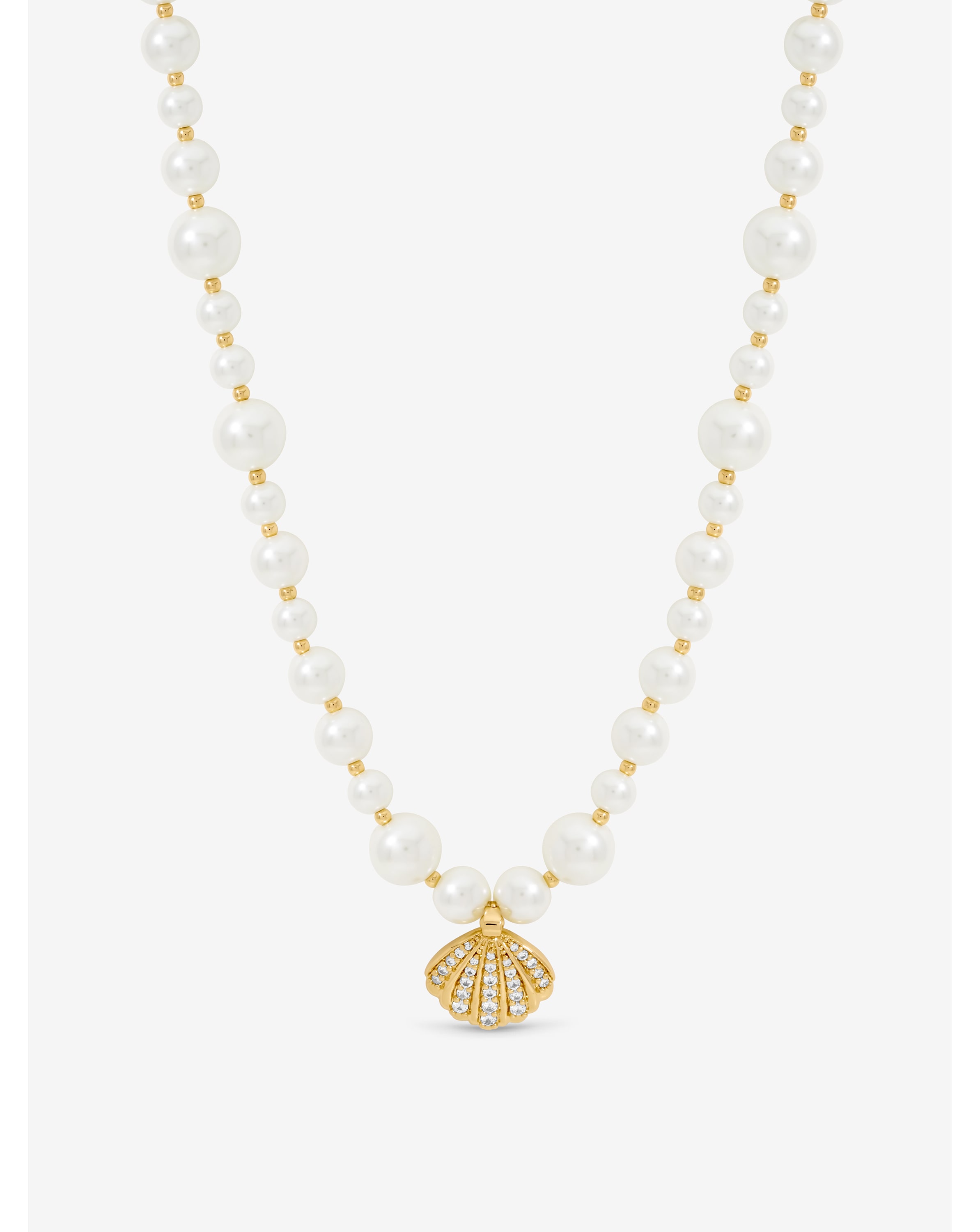Gold Plated Pearl Crystal Shell Necklace