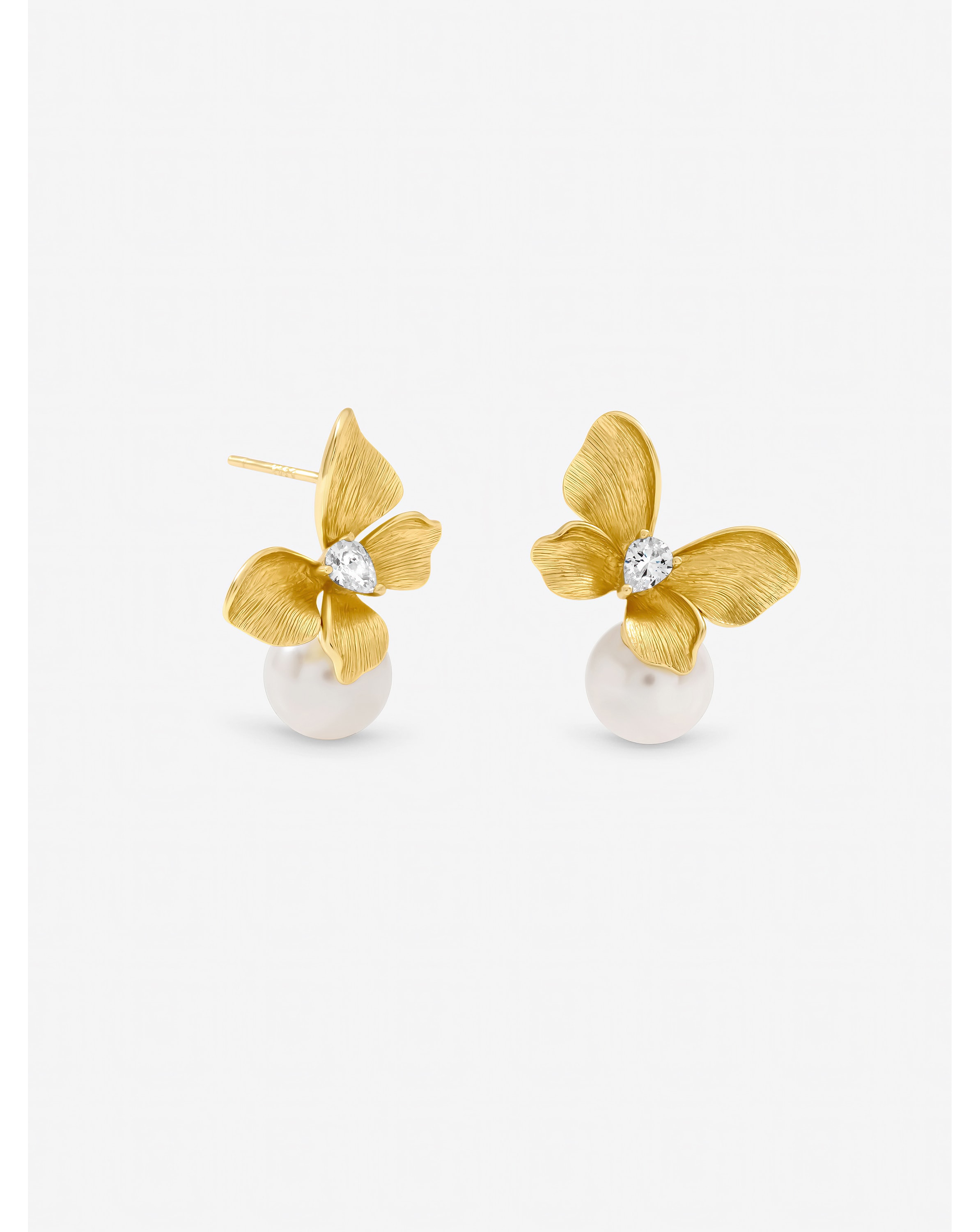 Gold Plated Butterfly Pearl Earrings