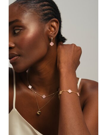 Jon Richard Gold Plated and Pink Clover Huggie Earrings