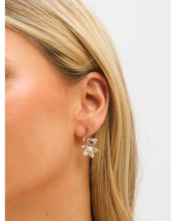 Jon Richard Gold Plated Crystal and Pearl Flower Drop Earrings