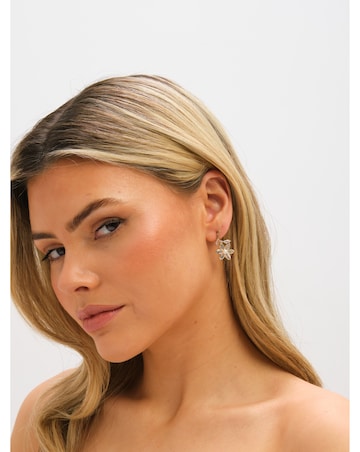 Jon Richard Gold Plated Crystal and Pearl Flower Drop Earrings