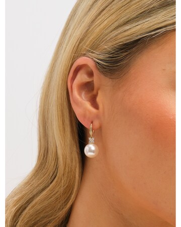 Jon Richard Gold Plated Pave and Pearl Drop Earrings