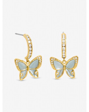 Jon Richard Gold Plated Pave and Blue Butterfly Half Hoop Earrings