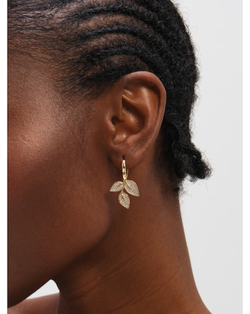 Jon Richard Gold Plated and Cubic Zirconia Leaf Earrings