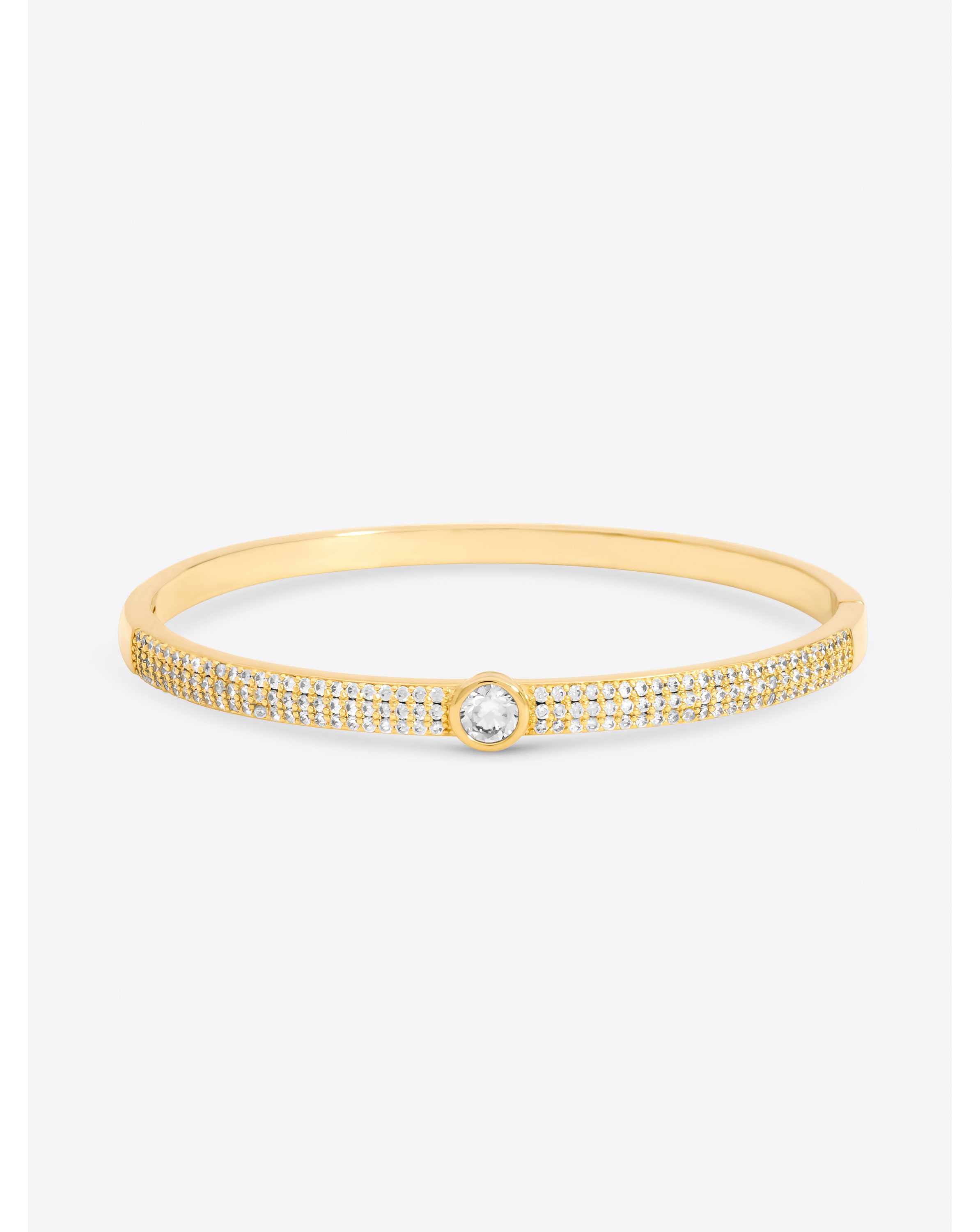 Gold Plated Crystal Pave Stone Bangle