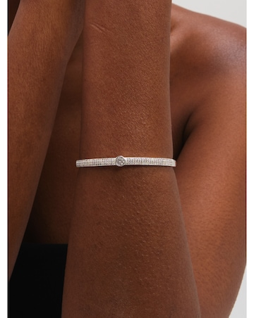 Jon Richard Silver Plated Crystal and Pave Stone Bangle