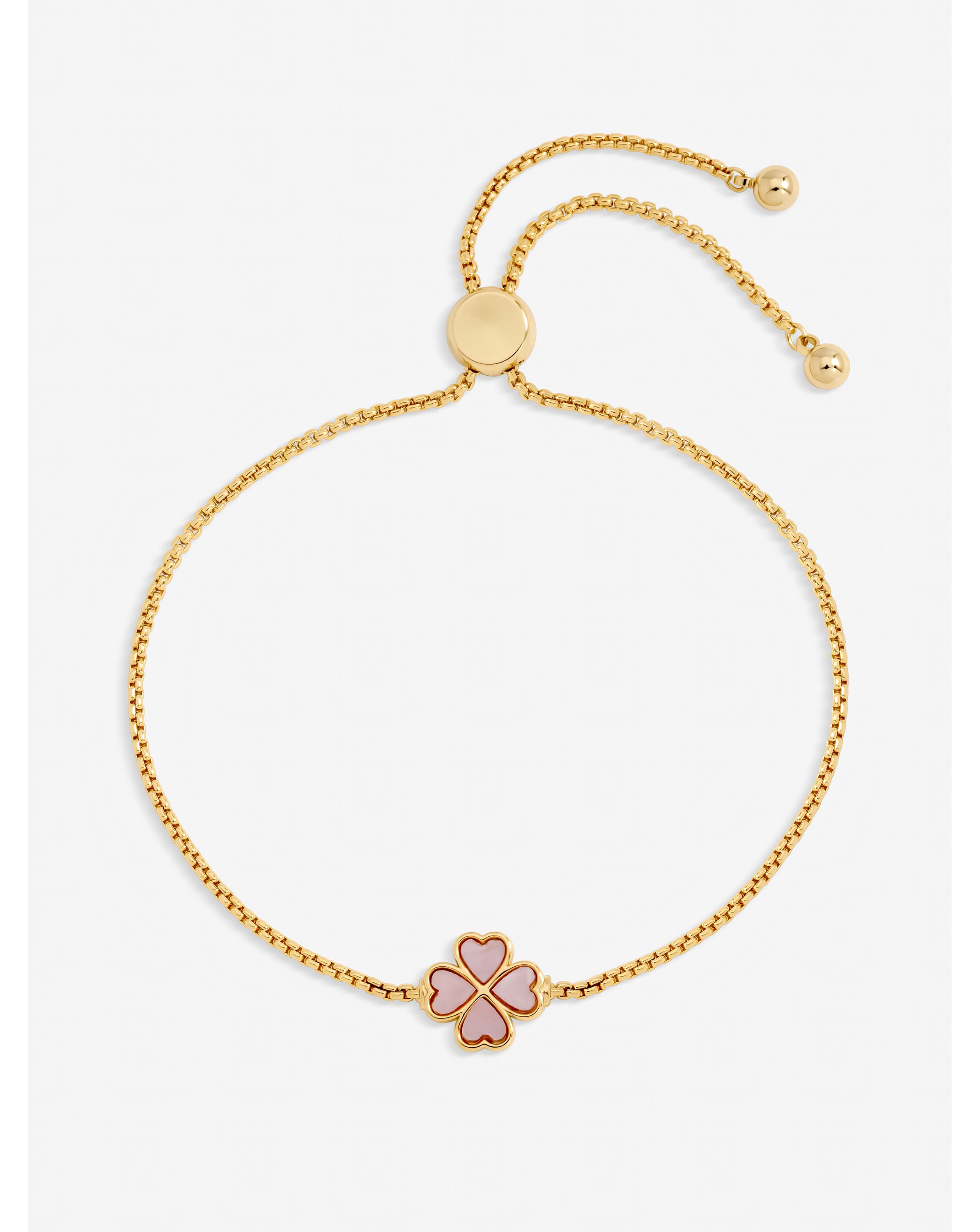 Gold Plated Pink Heart Clover Bracelet