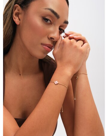 Jon Richard Gold Plated and Pink Enamel Heart Clover Toggle Bracelet