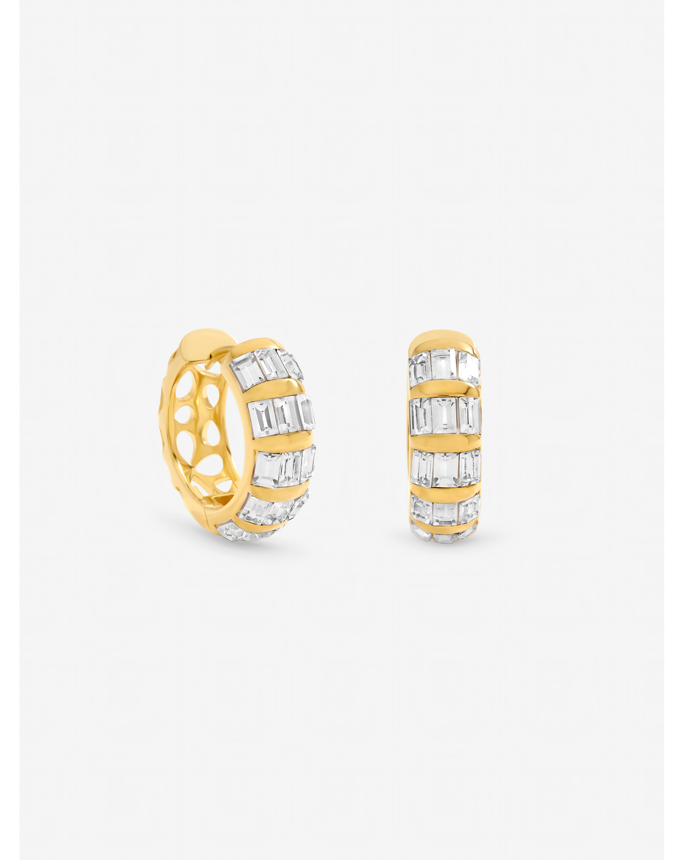 Gold Plated Crystal Baguette Hoops