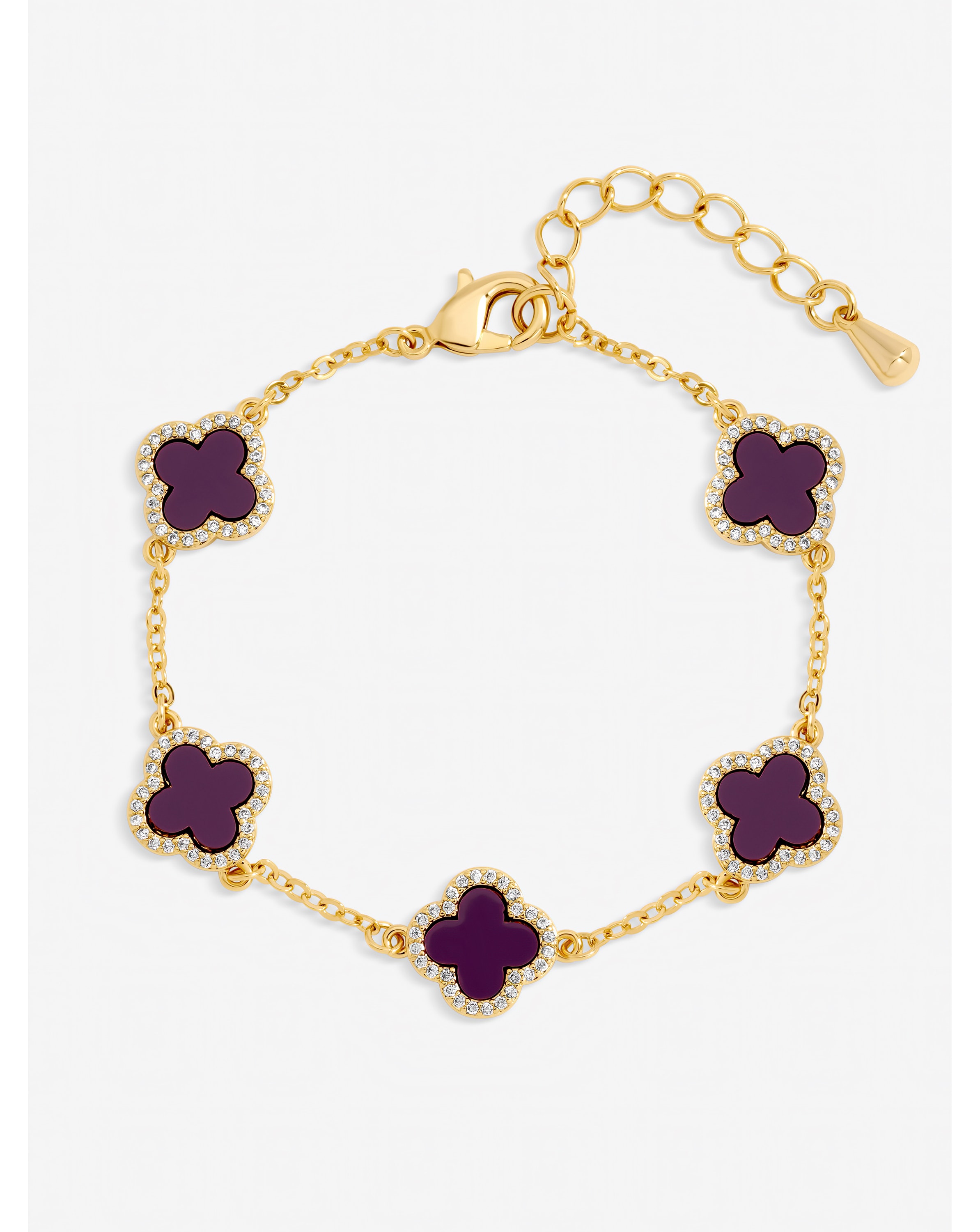 Gold Plated Purple Clover Bracelet
