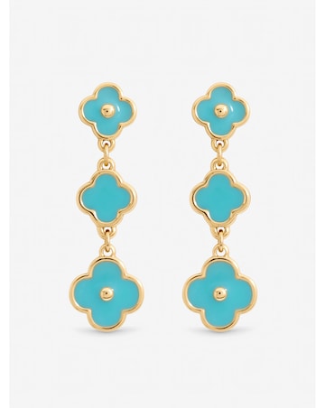 Mood Gold Plated and Turquoise Clover Drop Earrings