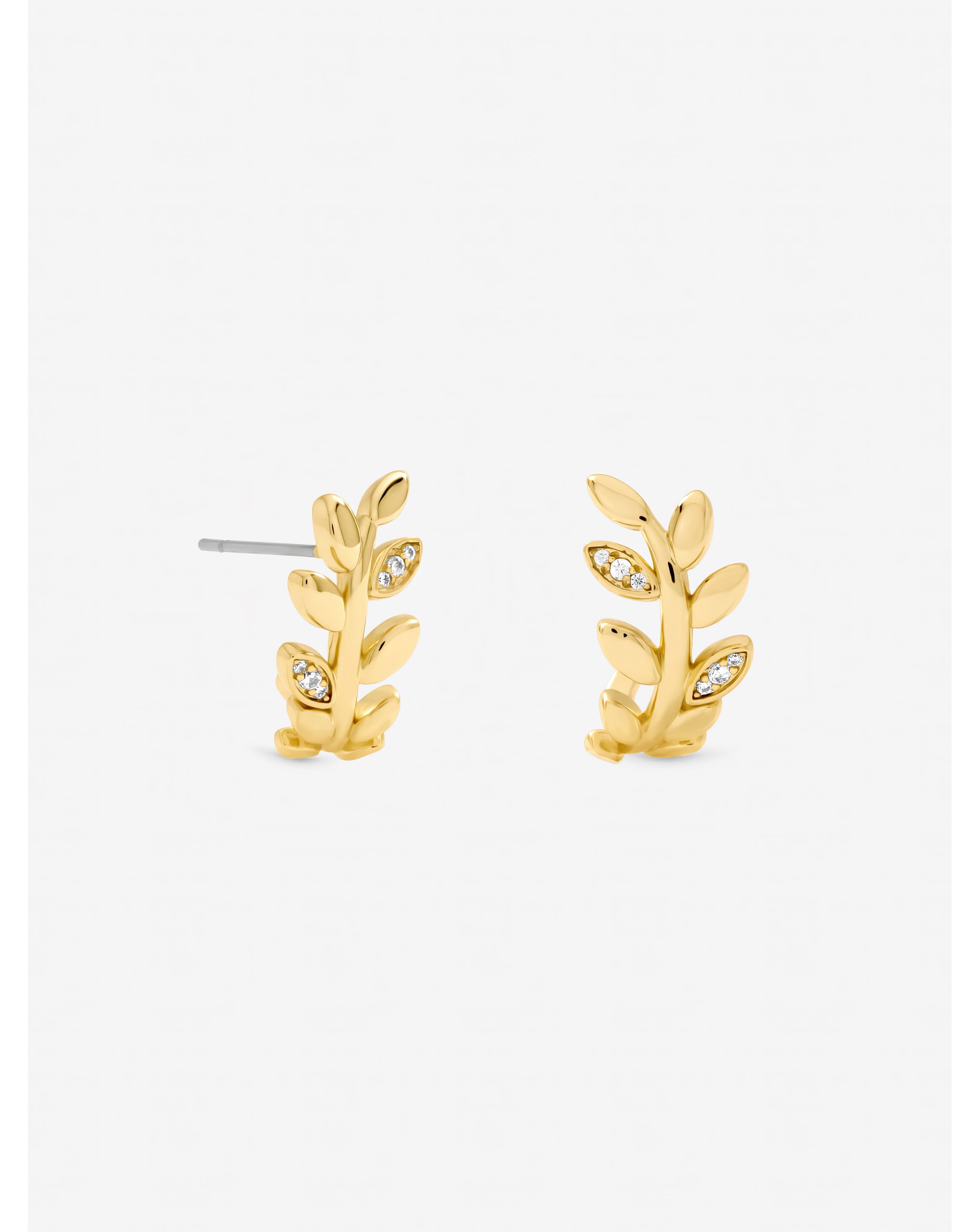 Gold Plated and Crystal Leaf Earrings