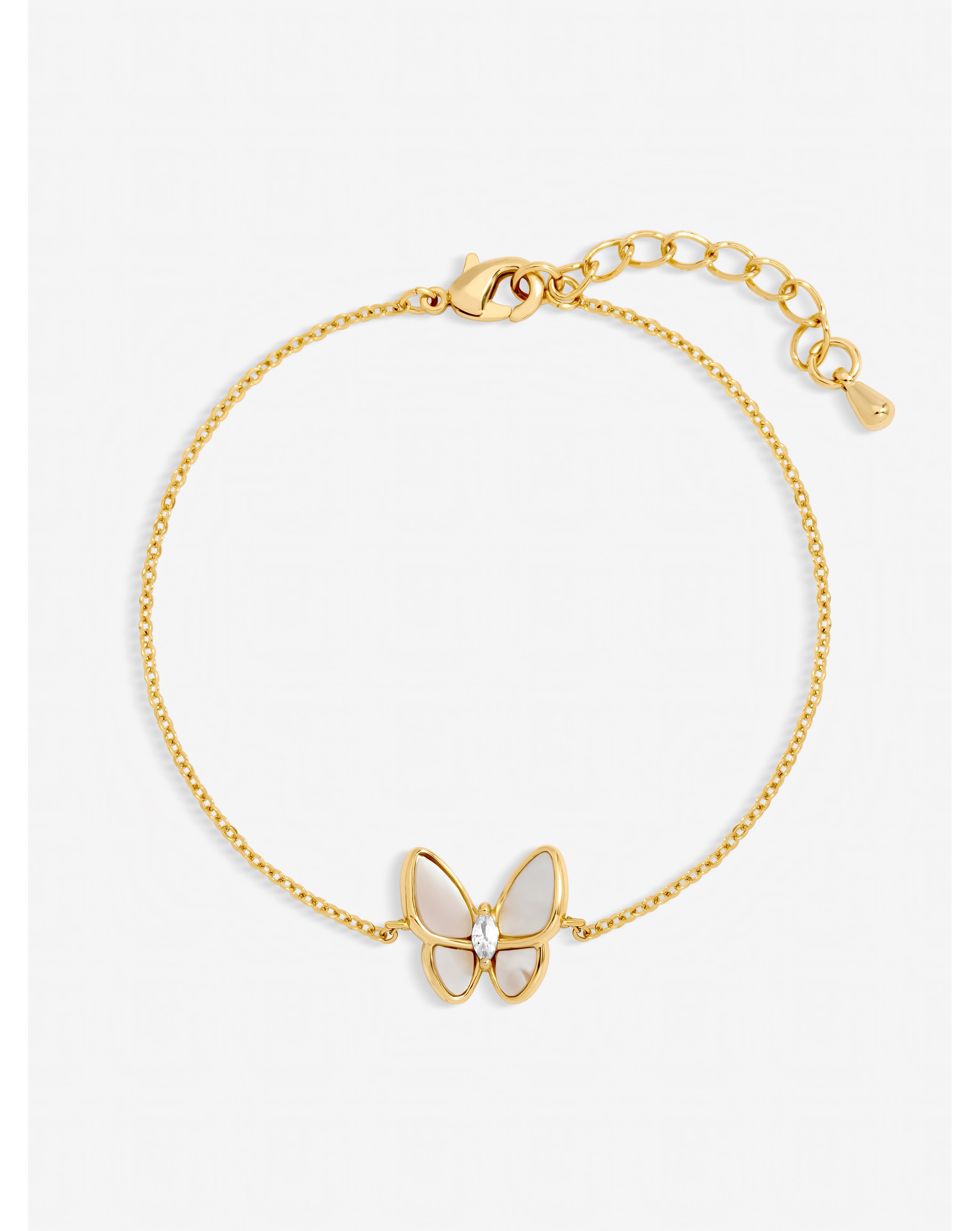 Gold Plated Pave Butterfly Bracelet
