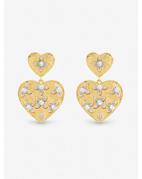 Jon Richard Two Tone Clover Cut Out Heart Earrings