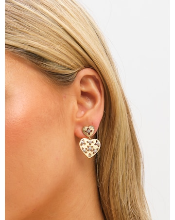 Jon Richard Two Tone Clover Cut Out Heart Earrings