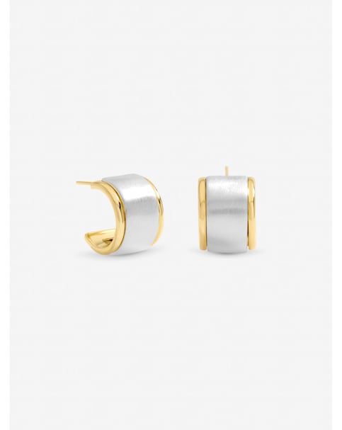 Jon Richard Two Tone Satin Hoop Earrings