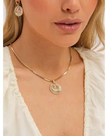 Inicio Two Tone and Crystal Disk Pendant - Gift Pouch