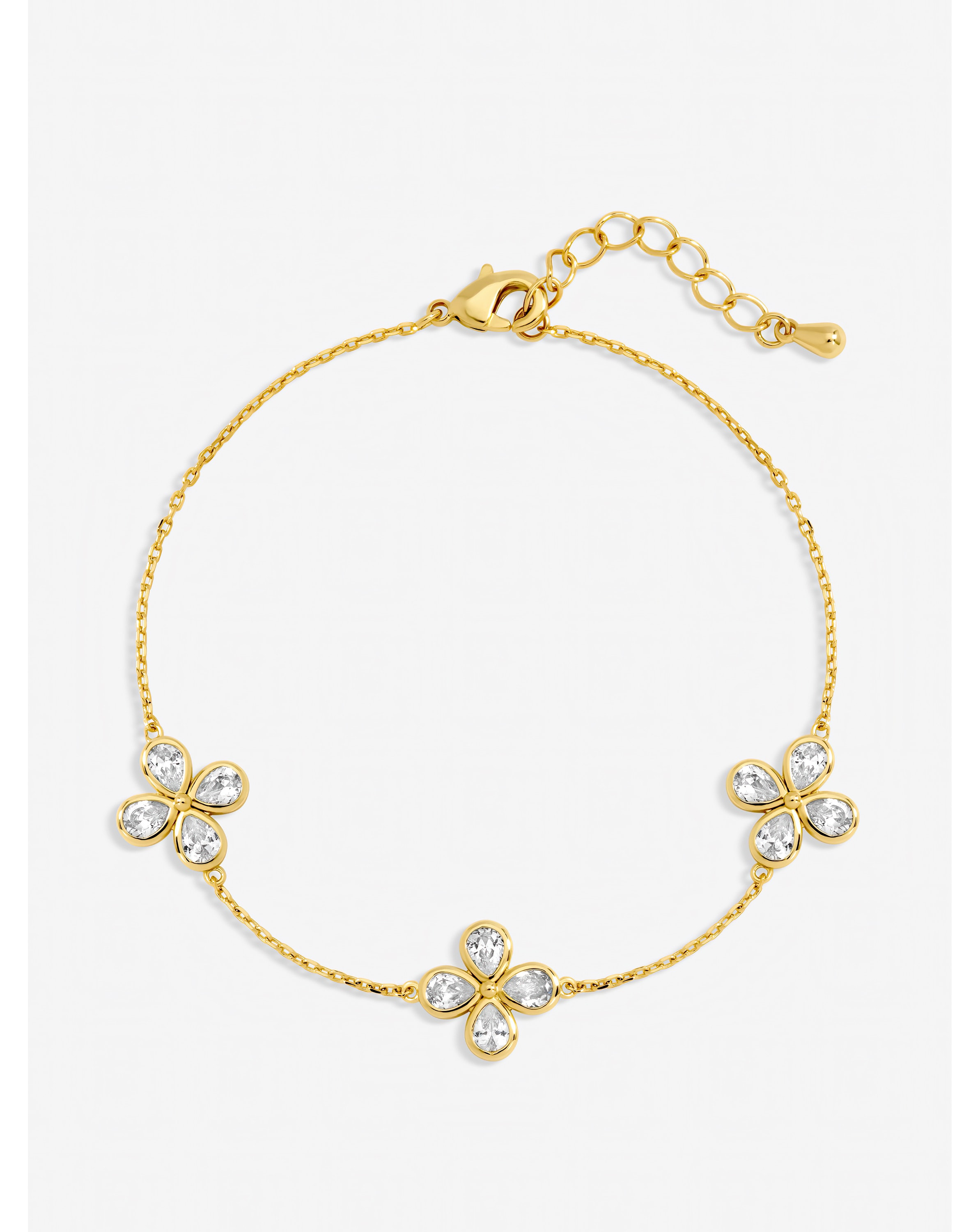Gold Plated Crystal Flower Bracelet