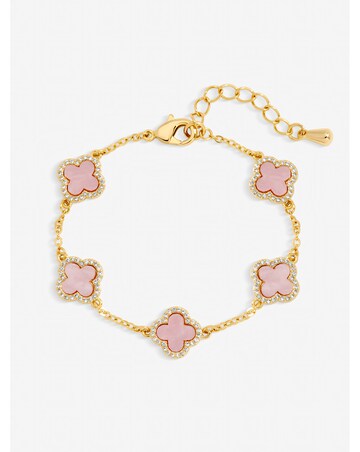 Jon Richard Gold Plated Pink Clover Bracelet