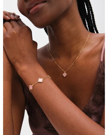 Jon Richard Gold Plated Pink Clover Bracelet