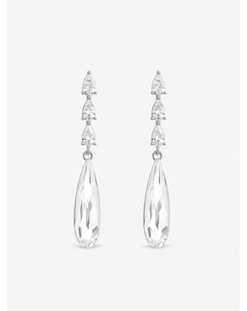 Jon Richard Rhodium Plated Linear Pear Drop Earrings