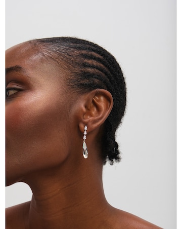 Jon Richard Rhodium Plated Linear Pear Drop Earrings