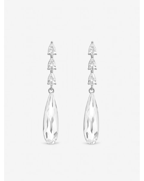 Jon Richard Rhodium Plated Linear Pear Drop Earrings