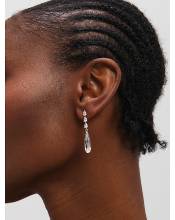 Jon Richard Rhodium Plated Linear Pear Drop Earrings