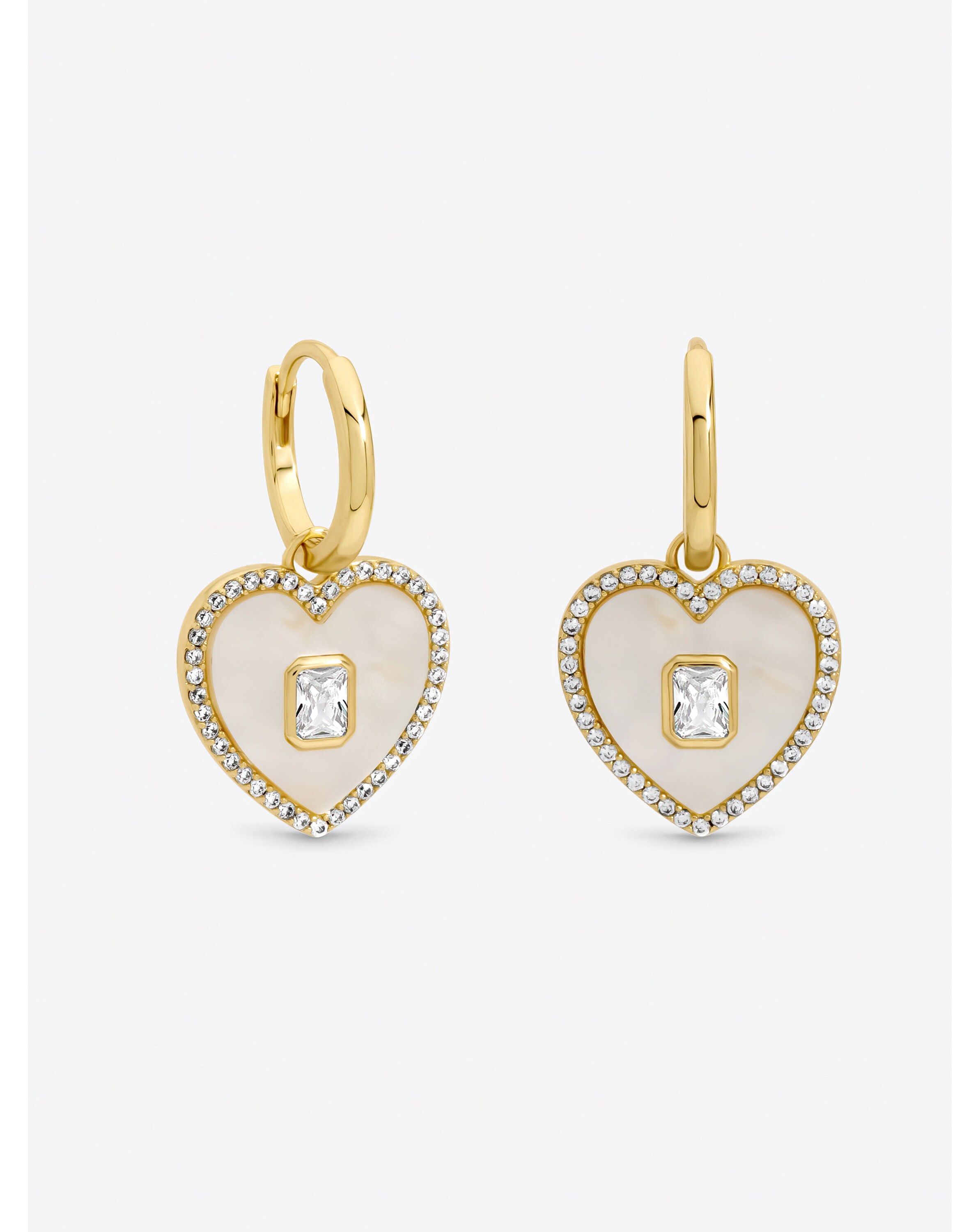 Gold Mother of Pearl Heart Earrings