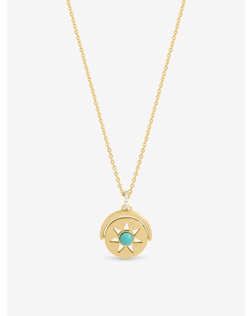 Inicio Gold Plated and Turquoise Celestial Spinner Pendant - Gift Pouch