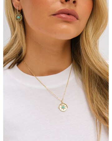 Inicio Gold Plated and Turquoise Celestial Spinner Pendant - Gift Pouch