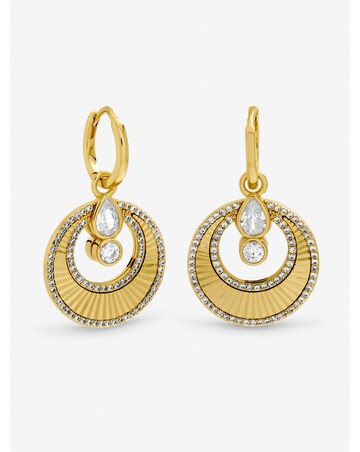 Inicio Two Tone and Crystal Disk Huggie Earrings - Gift Pouch