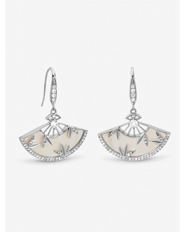 Jon Richard Rhodium Plated Mother of Pearl Fan Earrings