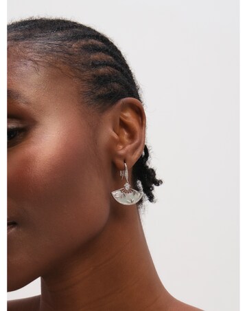 Jon Richard Rhodium Plated Mother of Pearl Fan Earrings