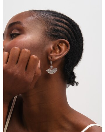 Jon Richard Rhodium Plated Mother of Pearl Fan Earrings